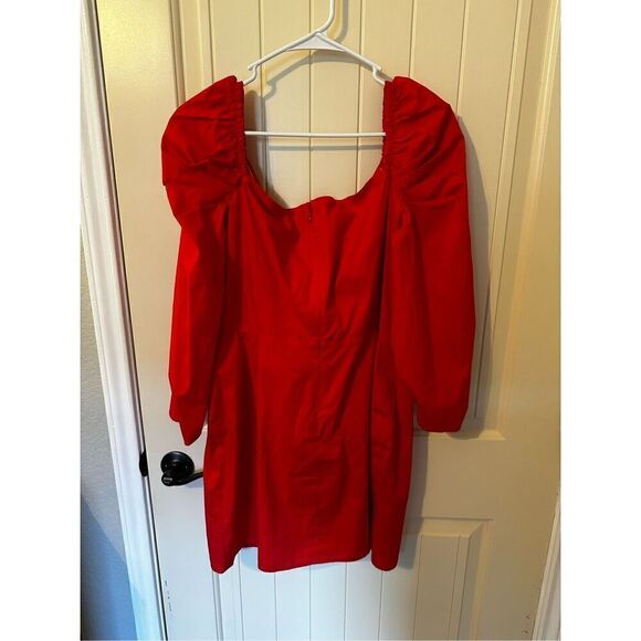 NWT Lovers + Friends Revolve Isa Mini Puff Sleeves Dress Cherry Red Women XL - Picture 15 of 16